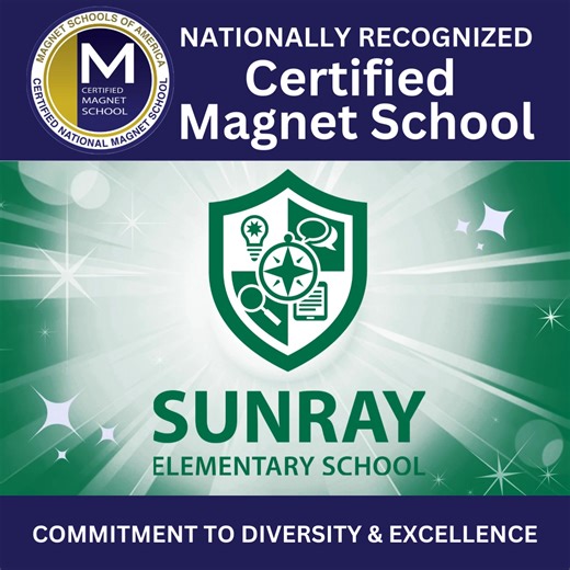 Proud moment alert! Sunray Elementary School has been recognized as a 2025 Nationally Certified Magnet School. This honor reflects commitment to innovative programs, academic excellence, and creating diverse opportunities for every student. #CertifiedMagnetSchool | Pasco County Schools