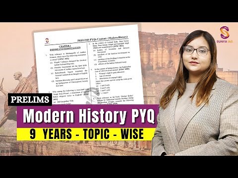 Modern History | 9 Years Topic Wise Prelims PYQs Discussion | UPSC CSE | SunyaIAS