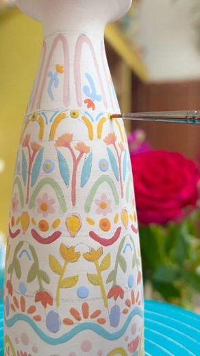 20K views · 183 reactions | New patterns are emerging from blob HQ and I can’t wait to share the new collection! I started decorating using grids and slowly developed this new way of creating pattern in almost floral layers. It still needs firing so fingers crossed it survives the kiln  I hope you like it? . . . . . #ceramics #handmade #pottery #glazing #vase #colourfulinteriors | Emily Hett Art | Facebook