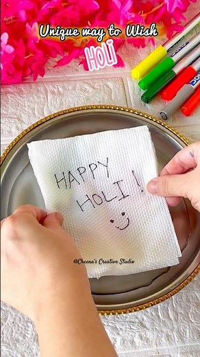 Unique way to wish - Secret Color Holi Trick 🌈 | Tissue Paper Water Magic | Easy Holi DIY FOR KIDS