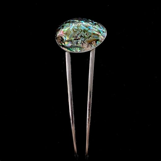 Extra Long Abalone Shell U Shaped Silver Hair Fork: Iridescent Bun Pin, French Twist Hair Pin - Etsy Australia