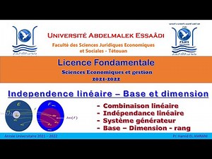 Maths, Algèbre S2, Espace Vectoriel, Combinaison, Indépendance, Système , Base, Dimension , Rang