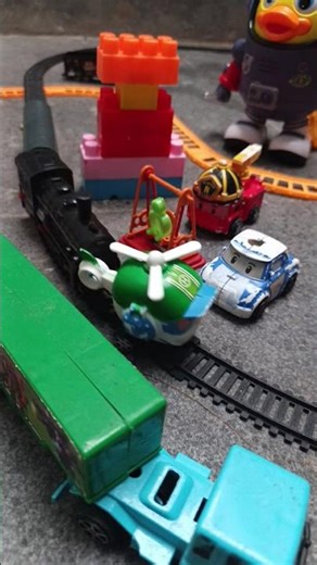 Train and Helicopter Robocar Poli 🚂🚁 #modelrailroad #train #funny #shorts