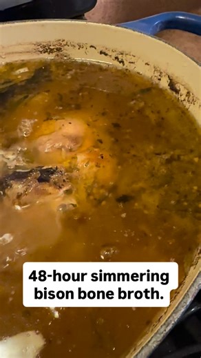 Currently on hour 36 of my 48-hour bison bone broth… which means I’ve officially entered the part of the process where I start talking to the pot. Smells like the Old West and regret — tastes like liquid gold. | Keith Allen West | Facebook