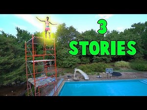 Extreme jumpers leap from top of high roof structure