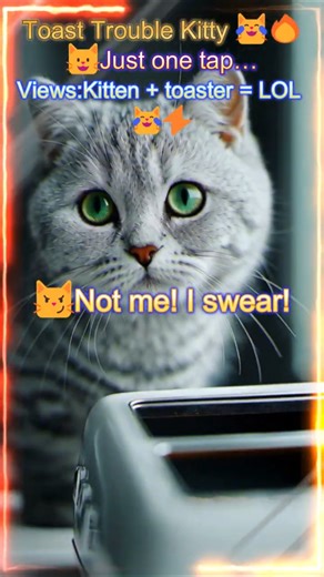 Toast Trouble Kitty 😹🔥 | Tiny Cat vs Exploding Toaster #cat #funnycat #shorts