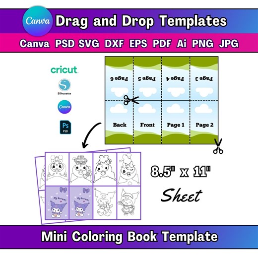 Mini Book Template Editable Canva Booklet Template DIY Coloring Book You Can Customize for Kids Activities Party Favors and Creative Designs - Etsy
