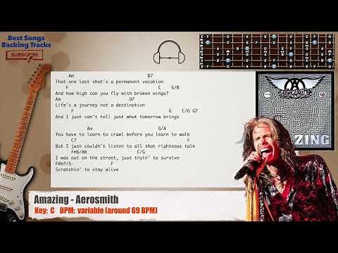 🎸 Amazing - Aerosmith Guitar Backing Track with chords and lyrics