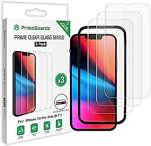Amazon.com: Prime Guardz Glass Screen Protector Compatible with iPhone 13 Pro Max (CrystalClear-iPhone-13-ProMax-6.7-Inch) 3-Pack