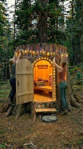 Building a Secret Mini House Inside a Giant Tree | Forest Survival Build