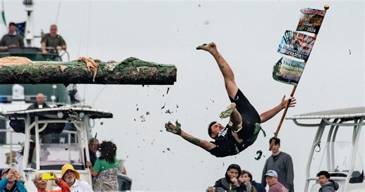 2025 Greasy Pole Contest in Gloucester, Massachusetts