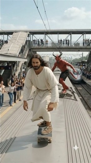 Jesus vs Devil: The Ultimate Skateboard Challenge! 😳 #shorts#viral