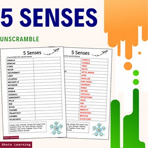 Five Senses Vocabulary Scramble - Interactive Unscramble Worksheet Game