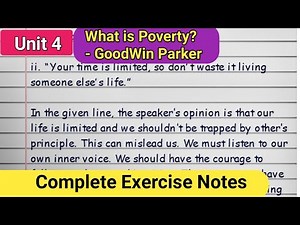 What is poverty? Exercise Class 11 English: Questions Answers |