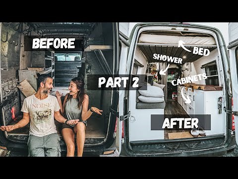 DIY VAN CONVERSION: Part 2 - Cabinets, Shower, Paint & More