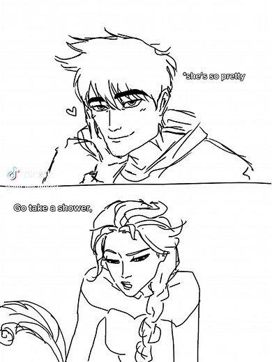 #JELSA ignore her braid I was literally scribbling😭 || I head canon that Elsa secretly has terrible posture #fyp #elsa #jackfrost #trend