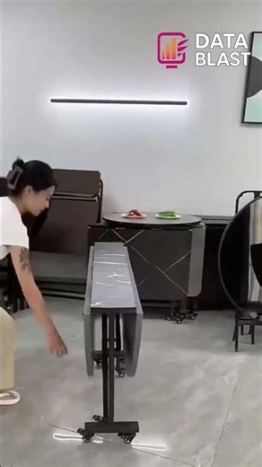 Genius Foldable Round Table That Fits Inside a Shelf! #shorts