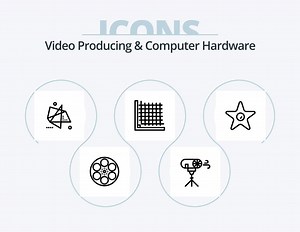 Download Video Producing And Computer Hardware Line Icon Pack 5 Icon Design. person. audio. editing. grid. edit for free