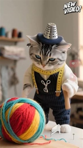 Cute Cat ASMR: Ice Cream & Yarn Ball Cutting 🍦🧶