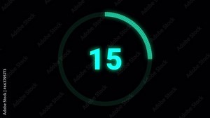 Dynamic and engaging 20-second countdown timer animation with alpha channel