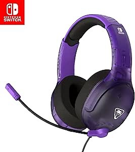 Turtle Beach Airlite Fit Wired Gaming Headset: Officially Licensed for Nintendo Switch, Nintendo Switch Lite & OLED Model - Flip-to-Mute Mic, Over-Ear Comfort Cushions, 40mm Speakers - Ghost Purple
