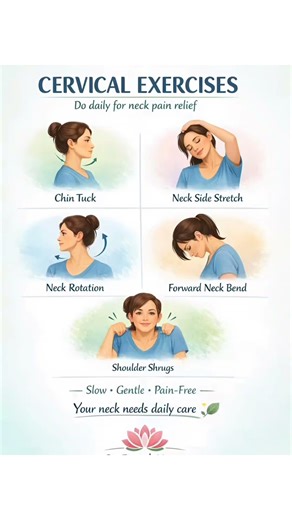 Relieve neck pain with simple cervical exercises & stretching 💪