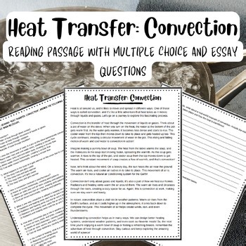 Heat Transfer Convection Reading Passage Worksheet Comprehension & Writing Task