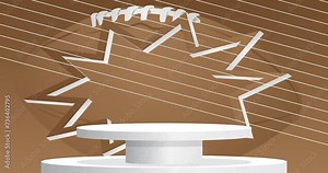 Mockup product display with American Football Ball. Vector cylinder pedestal podium. Stage showcase for presentation. Minimal geometric forms.