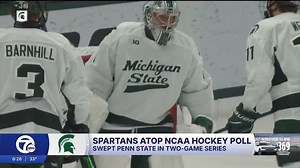 18K views · 128 reactions | Michigan State hockey is not shying away from its national title goal. Two wins over Penn State in a top-three battle helped solidify the Spartans' status as a top contender yet again. Brad Galli WXYZ has more | WXYZ-TV Channel 7 | Facebook