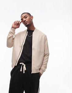 Topman lightweight bomber jacket in beige | ASOS