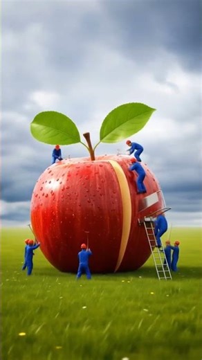 “They Tried to Cut the Giant Apple 🍎🌧️” #youtubeshorts #youtubeshorts #shortvideo #youtubeshorts