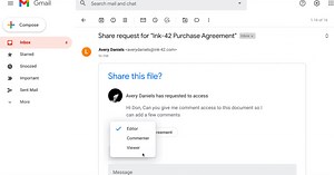 Google Drive using dynamic emails to let you grant file access directly in Gmail
