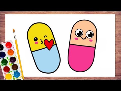 How to Draw Capsules 💊 | Cute Capsule Drawing Easy | Medicine Drawing Tutorial