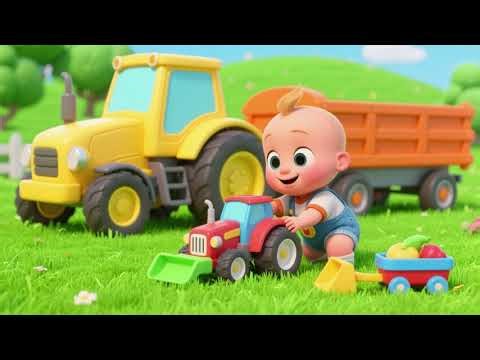 🎶🚜🧸👶 Baby Plays with Tractor and Trailer Toys | Nursery Rhymes & Kids Songs