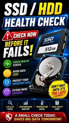 🔥 “Your SSD/HDD Can Fail Anytime! 😱 Check This NOW!” #windows #computertips #windows10 #windows11