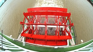 Fish Eye view of Steam River Boat with Paddle wheels rotating along the Mississippi River New Orleans Louisiana USA America