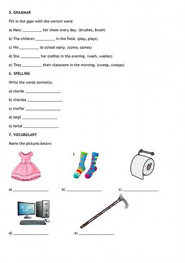 Grade 3 English Language Activities Mid Term 2 2026 Exam with Marking Scheme