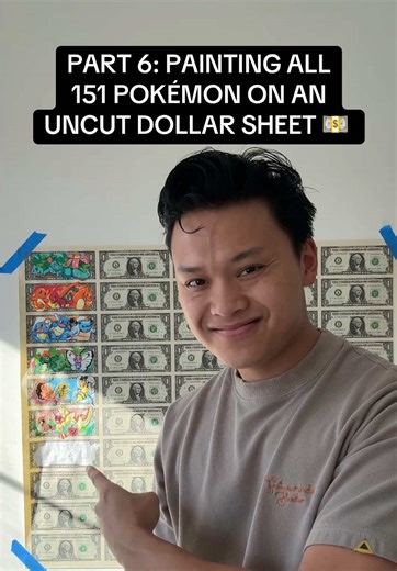 Part 6: Painting ALL 151 Pokemon on an uncut dollar sheet 💵 Today: Pidgey, Pidgeotto, Pidgeot