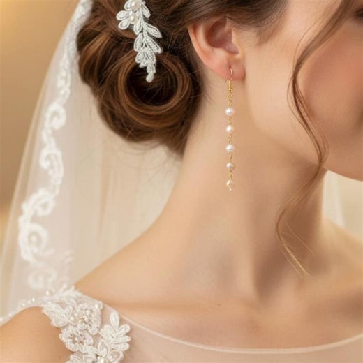 Dainty Gold Chain Pearl Drop Earrings - Minimalist Bridal Jewelry，gift for Her - Etsy