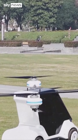 China unveils electric flying car