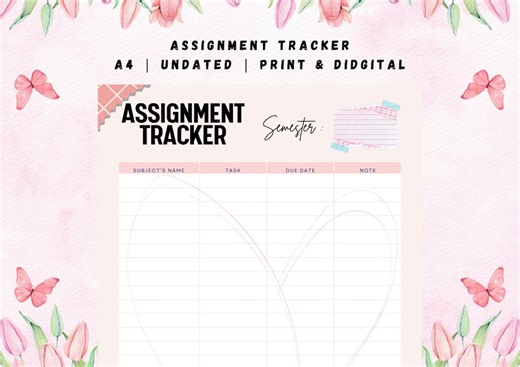 Assignment Tracker Printable | Student Planner Page | Assignment Log | Task Log | Study Organizer | Student Journal | A4 Instant Download - Etsy