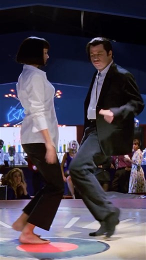 CineVerse Odyssey on Instagram: "The iconic dance scene in Quentin Tarantino's Pulp Fiction is a captivating and deliberately awkward sequence featuring Vincent Vega (John Travolta) and Mia Wallace (Uma Thurman) dancing at Jack Rabbit Slim's, a 1950s-themed restaurant. Inspired by the 'twist' dance craze of the era, the pair participate in a dance contest, performing a stylized, almost robotic, yet energetic routine to Chuck Berry's "You Never Can Tell." This scene is pivotal not only for its st