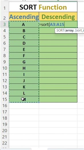 SORT Function in Excel.
