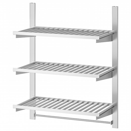 KUNGSFORS suspension rail w shelves and rail, stainless steel  - IKEA UK