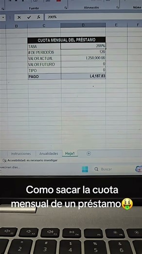 🤑Cálculo cuota de prestamo en Excel 🔥 #préstamos #negocios #bancos