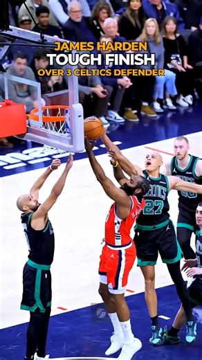 James Harden TOUGH FINISH over 3 Celtics Defender in Slow Motion #nba