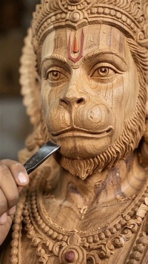 I Carved a Giant Wooden Bajrangbali Statue by Hand | Incredible Wood Carving Art 😱🪵 | Murti Making