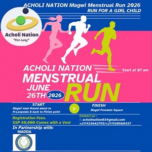 🌸 OFFICIAL LAUNCH: ACHOLI NATION MAGWI MENSTRUAL RUN 2026 CAMPAIGN 🌸🎉 Today 1st.Feb.2❤️26 the month of Love🩷, We are proud to officially launch the Acholi Nation Magwi Menstrual Run Campaign, an initiative aimed at raising awareness on menstrual health, breaking stigma, and promoting dignity for girls and women. This campaign uses the power of sport and community action to start open conversations around menstruation and advocate for access to menstrual hygiene information and support. Today