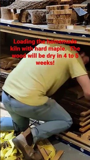 loading homemade kiln with hard maple