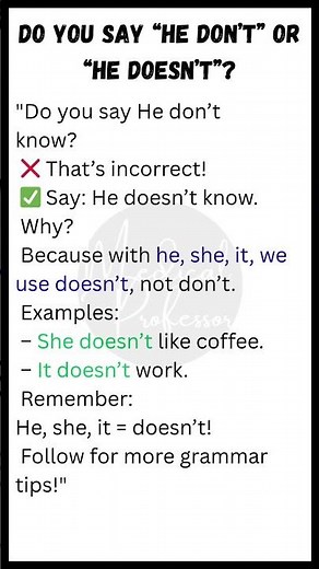 ✅ He Don’t ❌ or He Doesn’t ✅? | Common Grammar Mistake Fixed Fast!